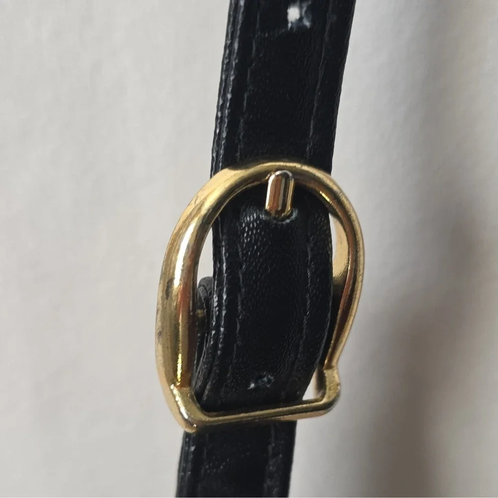 VINTAGE 1980's LeeSands Genuine EEL SKIN  Black Crossbody, Adjustable Strap